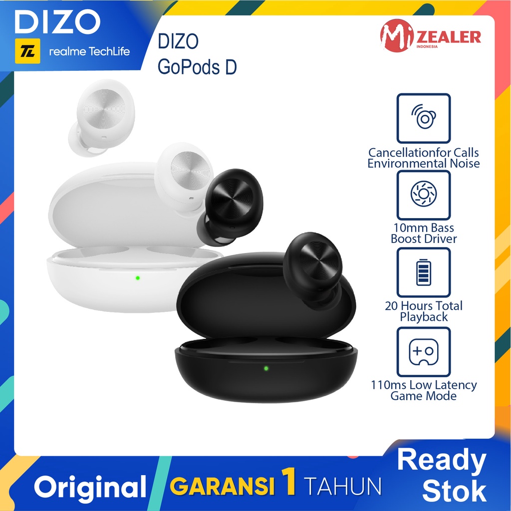 DIZO GoPods D By realme TechLife TWS With Environment Noise Cancellation (ENC) Bluetooth Headset