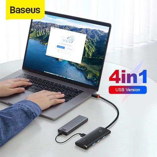 Baseus Hub Adapter Type C Lite Sereis 4 in 1 - USB Hub for Laptop &amp; PC - 5V 3A - Garansi Resmi 6 Bulan