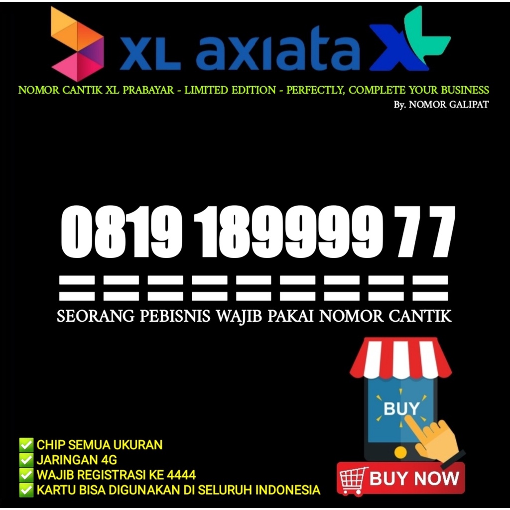 NOMOR CANTIK XL-AXIATA HOKI 189999 AAAABB