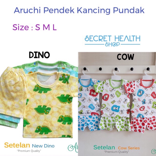 Setelan Aruchi Baju Bayi Oblong TANGAN PENDEK KANCING 