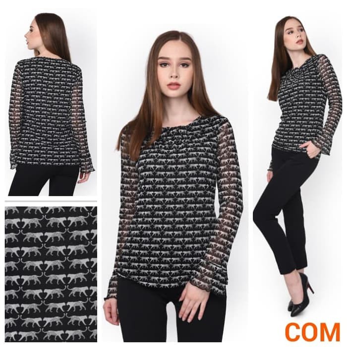 Baju Atasan Wanita - Blus Branded Warna Hitam - Bom Fash