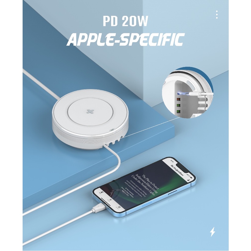 AKN88 - LDNIO AW003 - 32W Desktop Wireless Charger - 4 USB and Wireless Charge