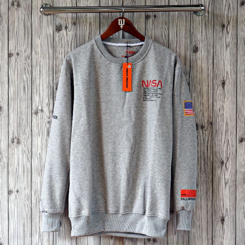 JAKET NASA ABU-ABU HNM PRIA-WANITA / CREWNECK NASA / SWEATER MURAH KEKINIAN