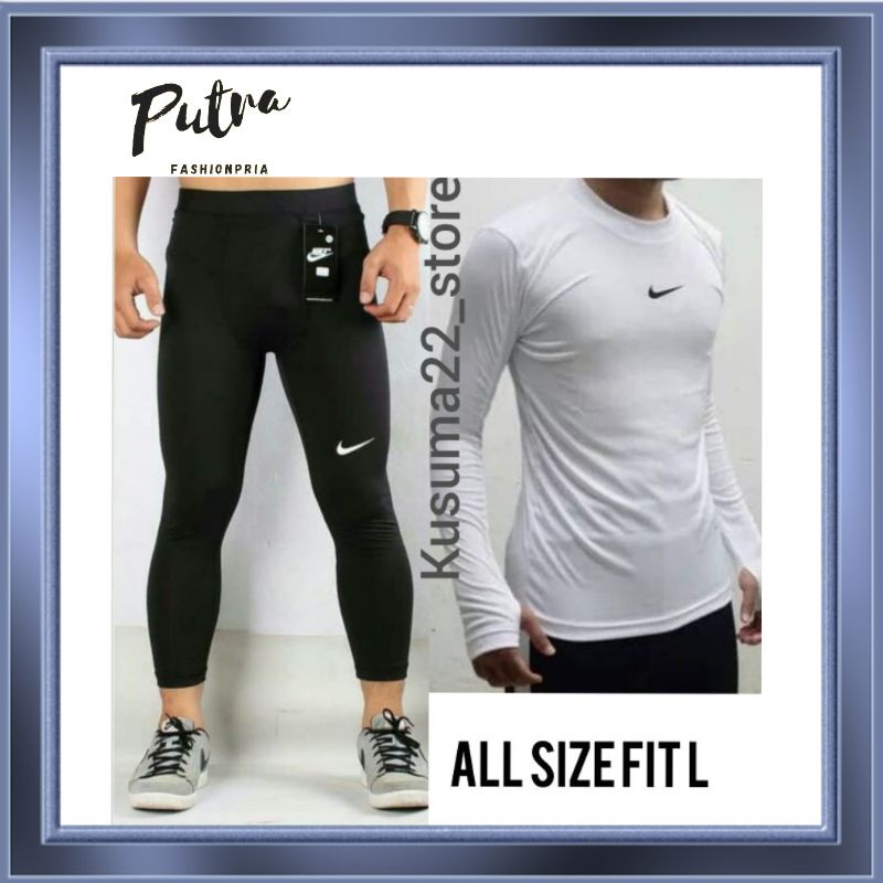 Baju Baselayer Celana Manset Leggyng Running, Gym Fitnes Gowes Dan Olahraga