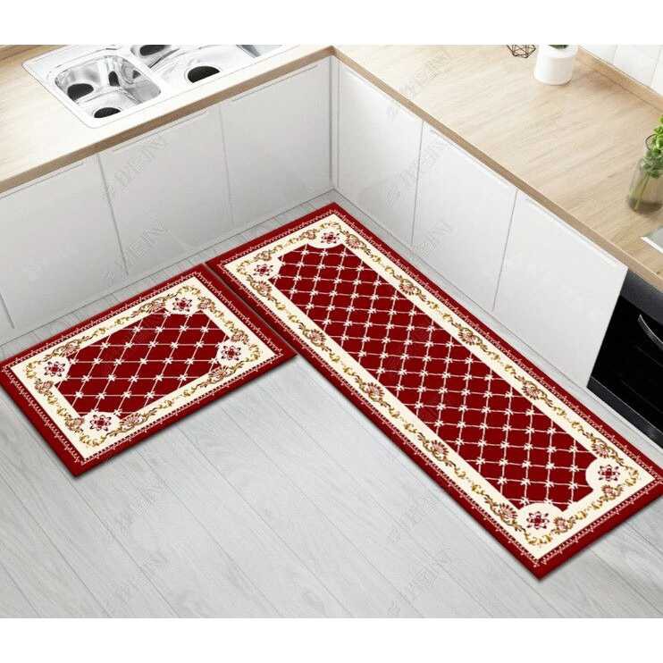 Keset Dapur Anti Slip Living Room Kitchen Balcony Rug 2PCS Lap Kaki Perlengkapan Balcon Rumah Serap Air Multifungsi