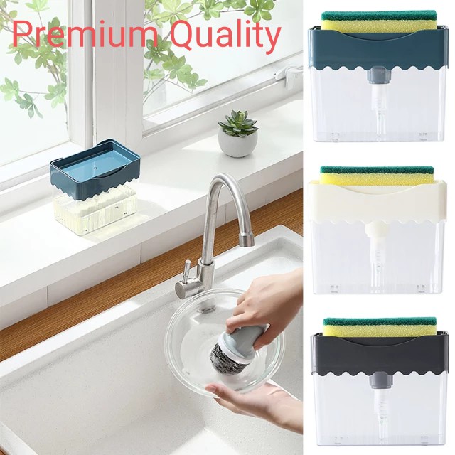 Soap Pump Dispenser Plus Sponge High Quality - Tempat Sabun Cair Cuci Piring