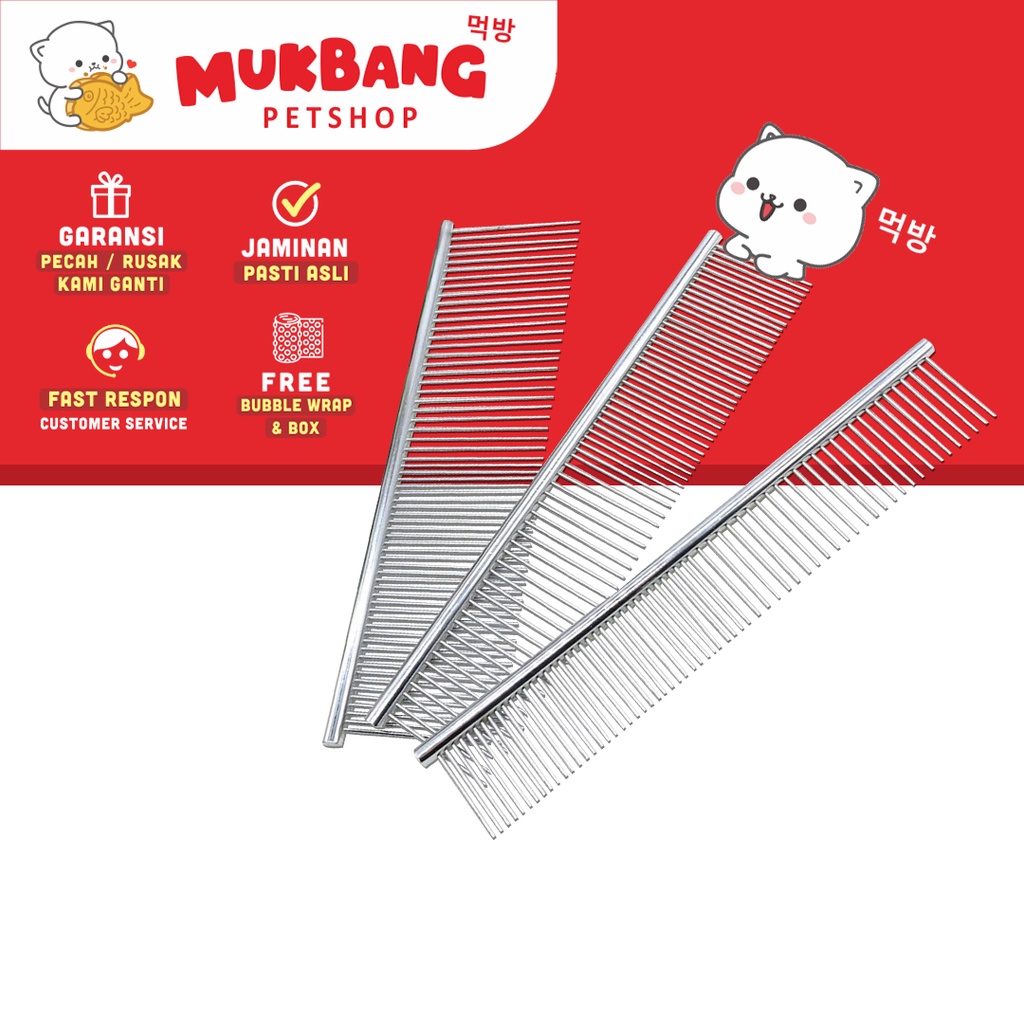 Sisir Besi Anjing Kuning Kelinci Groomig Comb Dog Cat Rabbit Stainless Steel