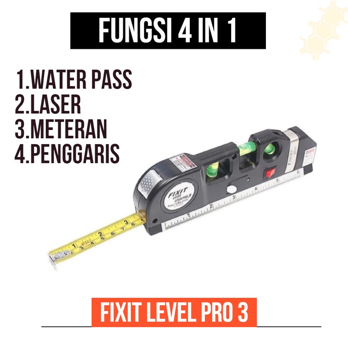 Fixit Level Pro 3 Pro3 Penggaris Laser Waterpass Meteran Laser 4 in 1