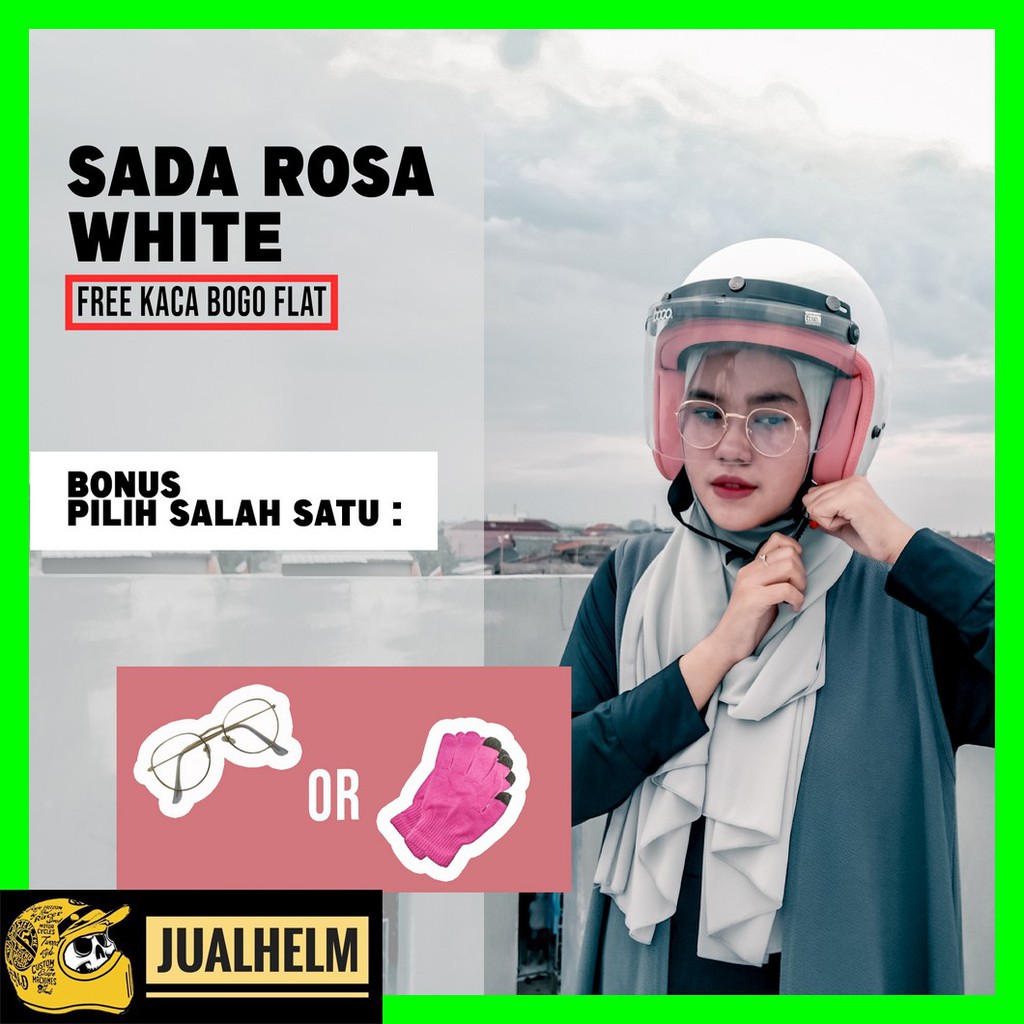 Helm Retro Bogo Wanita Sada Rosa White