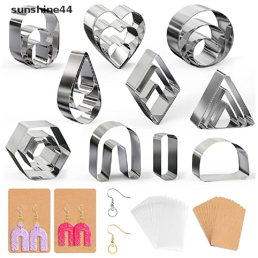 Sunshine 124Pcs / Set Alat Potong / Ukir Polymer Clay Dengan Kait + Anting + Kartu