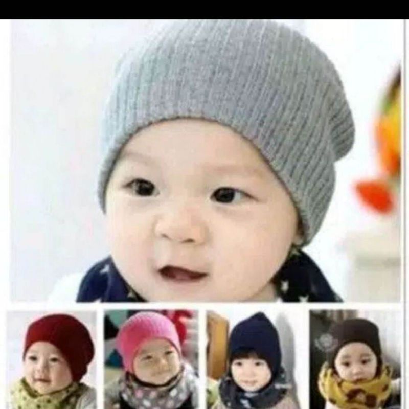 Kupluk rajut beanie hat salur polos/kupluk kids polos