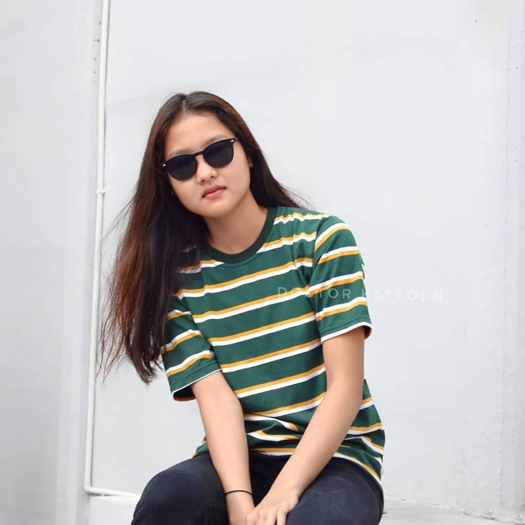 Kaos Stripe Vintage 3 Line Series Motif 3 Warna Cotton Premium 24s