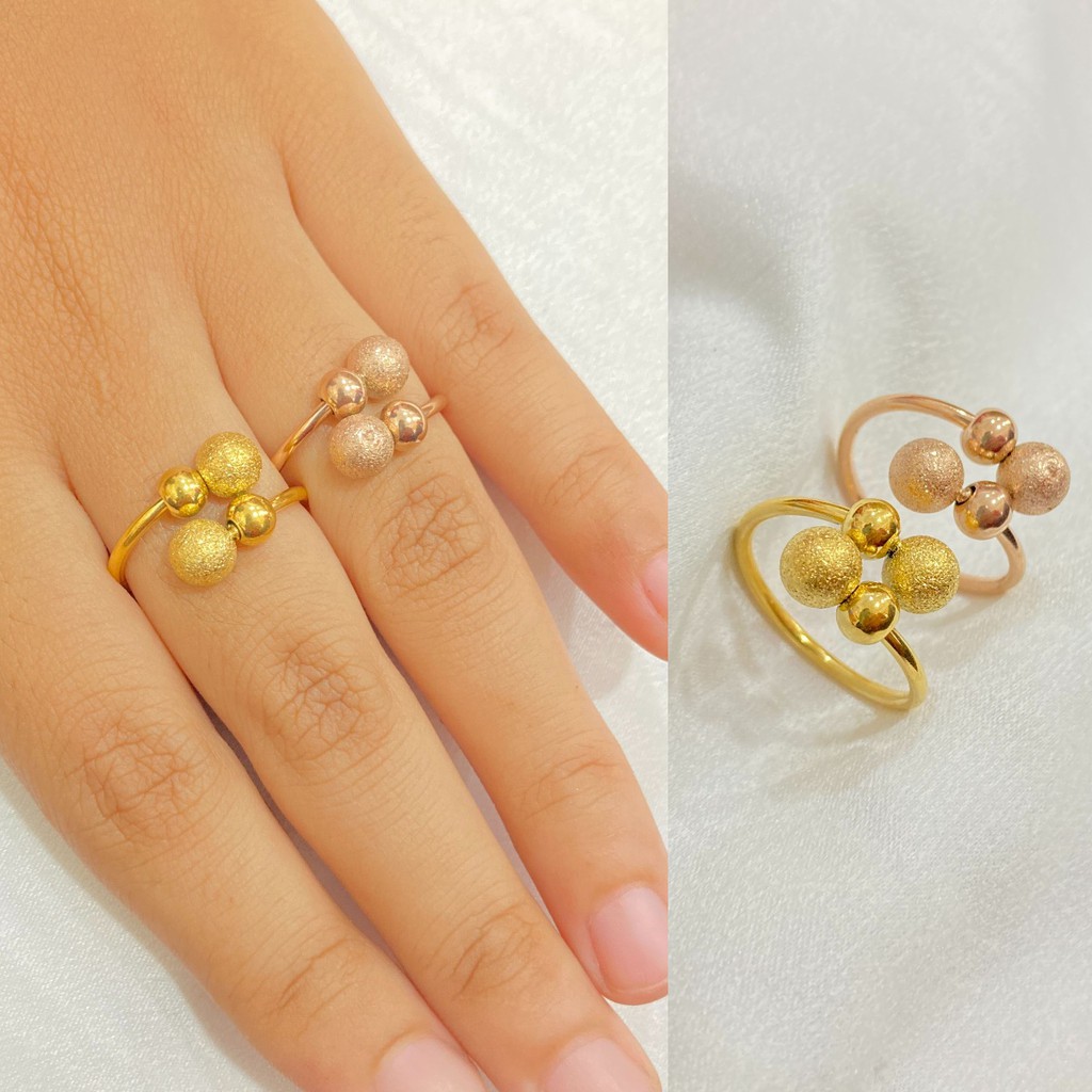 Cincin Titanium Wanita Pentol Bola Pasir Fashion Korean Style Anti Karat Aksesoris Perhiasan