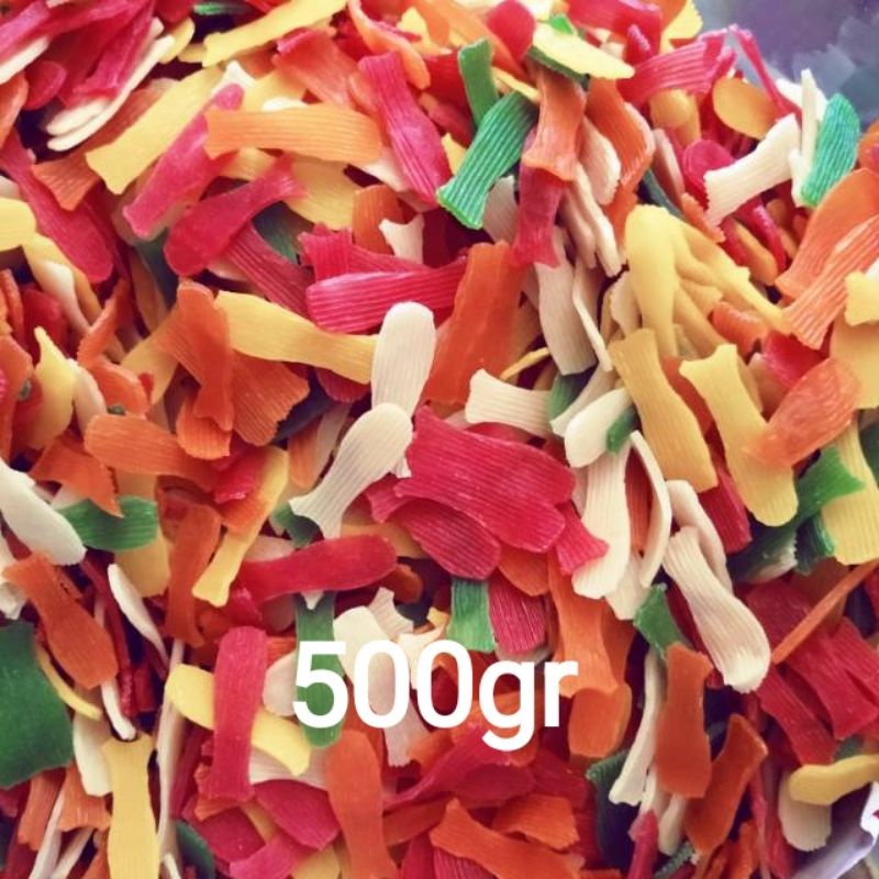 

Krupuk bawang bentuk ikan warna 500gr