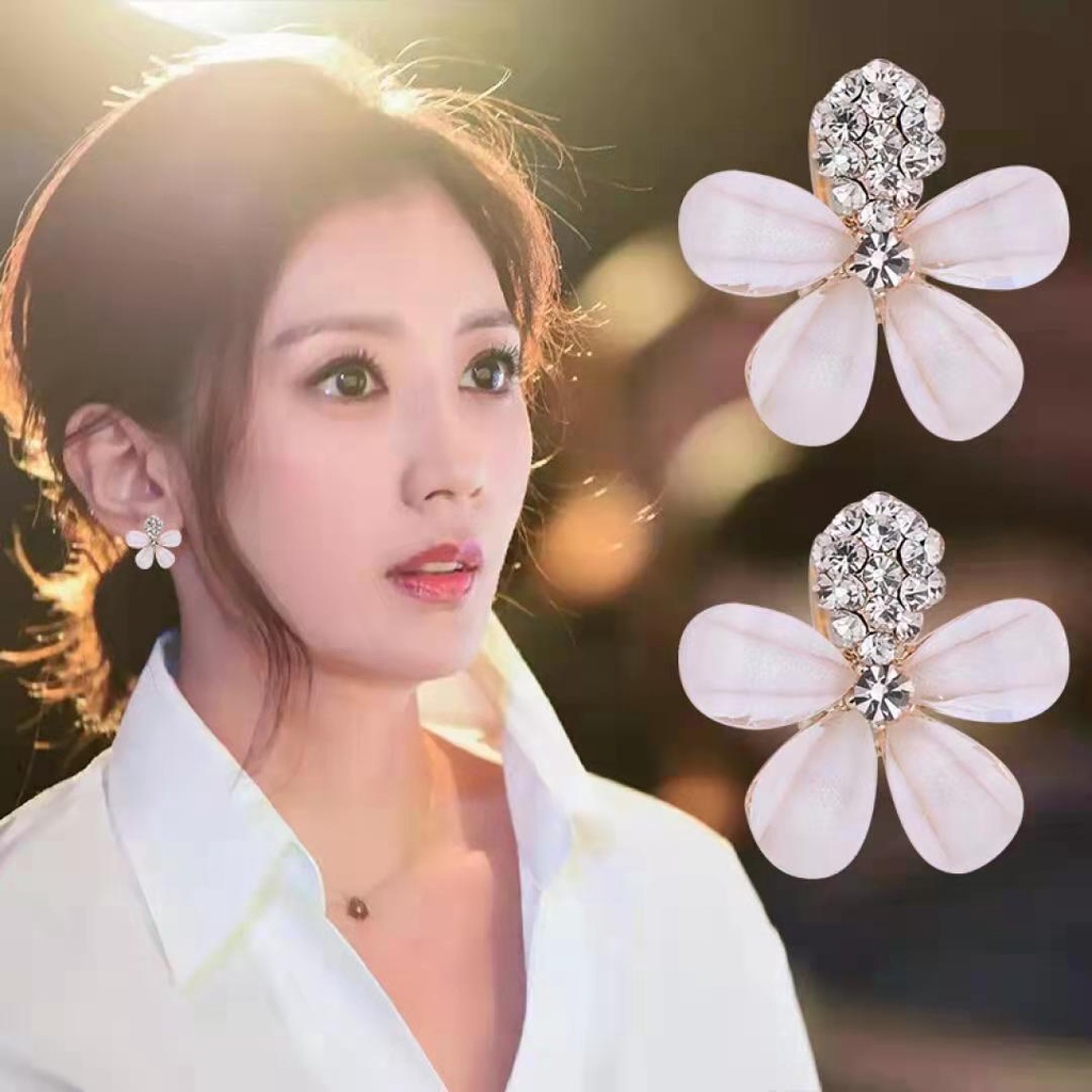 (Hello Girl)E08 Anting Wanita Model Tusuk Permata Gaya Korea Import