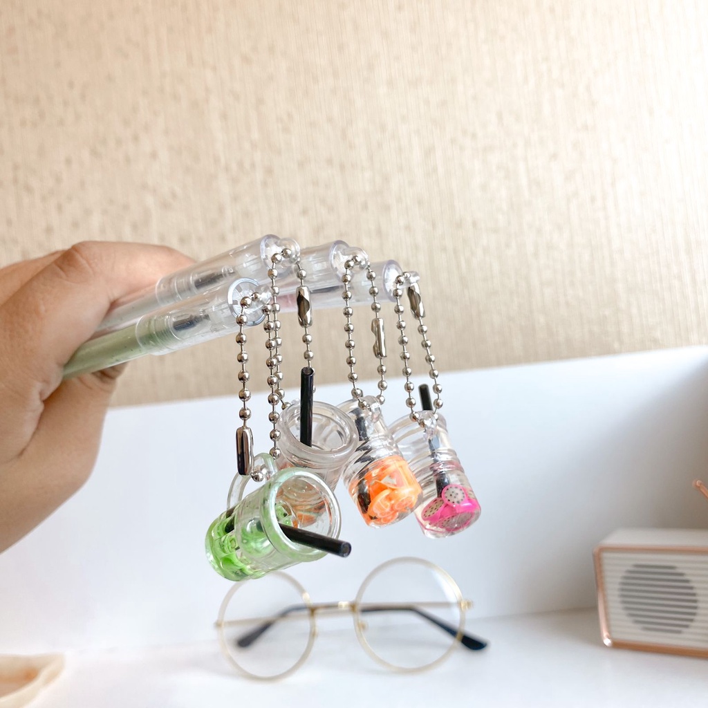 

PEN GANTUNGAN JUS BUAH / PEN GEL BOBA BUBBLE TEA SUNDAE BOLPEN LUCU GROSIR READY COD