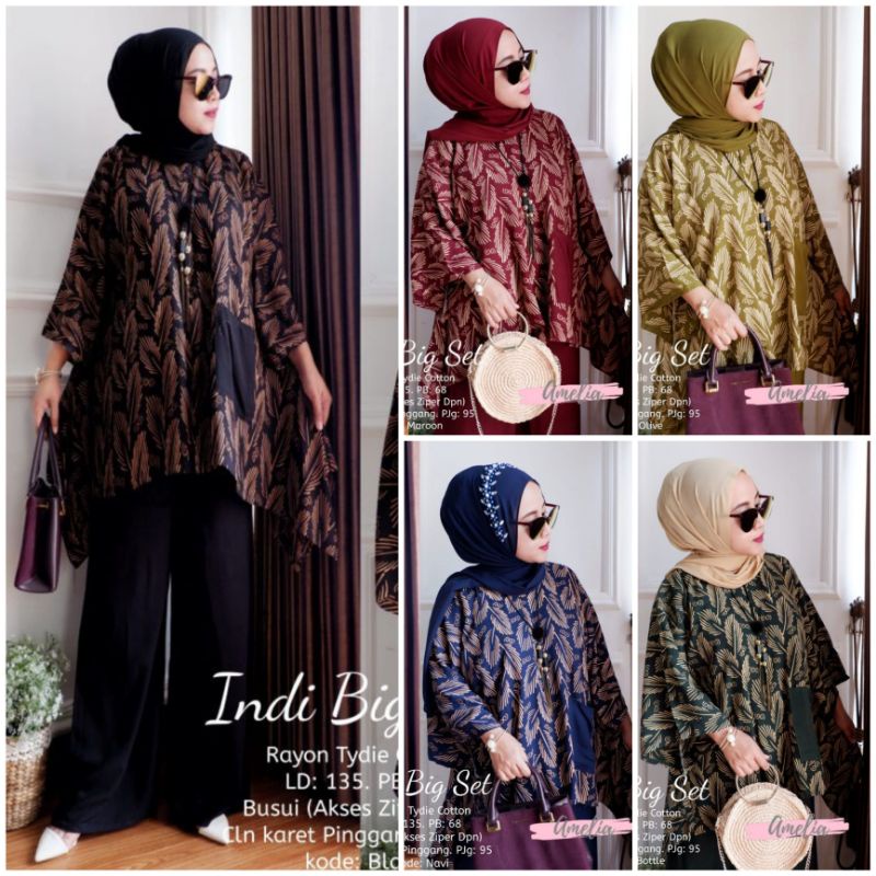 SETELAN WANITA/SETELAN TUNIK DRESS EMIRA/ SET JUMBO/ONE SET WAKA WAKA