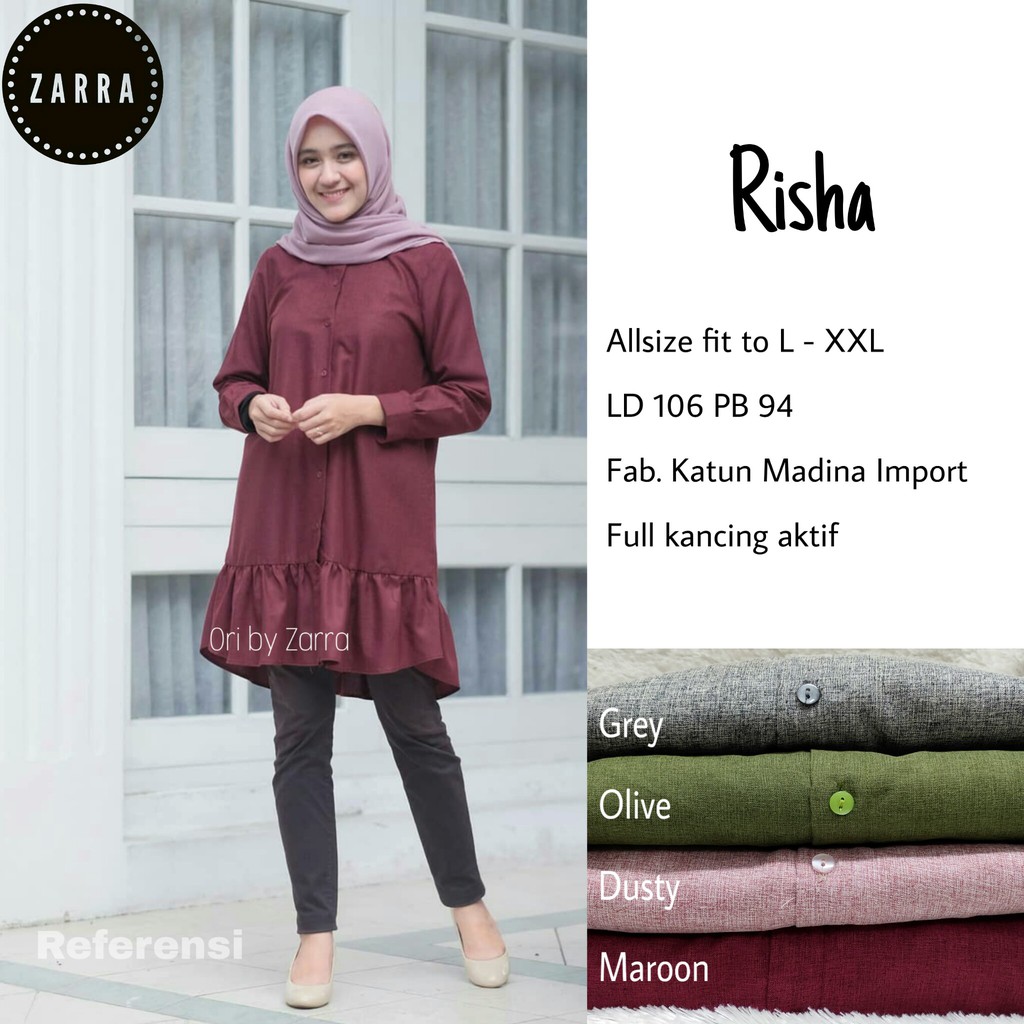 Tunik Putih Polos Bahan Katun Toyobo Atasan Wanita Putih Bersih Ukuran XL Ld 110