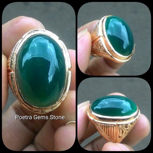 CINCIN NATURAL GREEN CHALCEDONY IJO BOTOL BIG SIZE