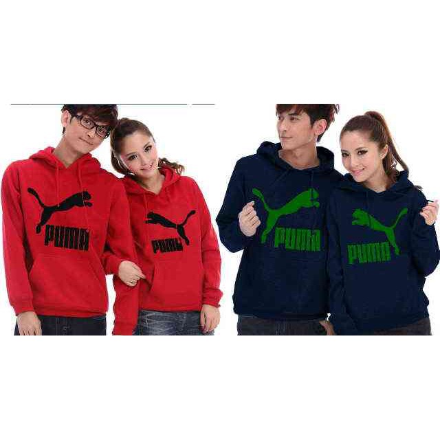 BAJU COUPLE JAKET HOODIE LENGAN PANJANG - PUMA MERAH - SALE