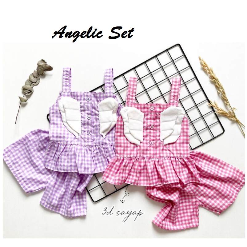 Angelic Set Setelan Pendek Bayi Lucu dengan Sayap FBS