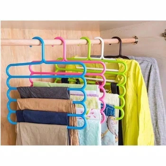 Hanger 5Susun Gantungan Baju Celana Handuk Hijab Serbaguna Multifungsi