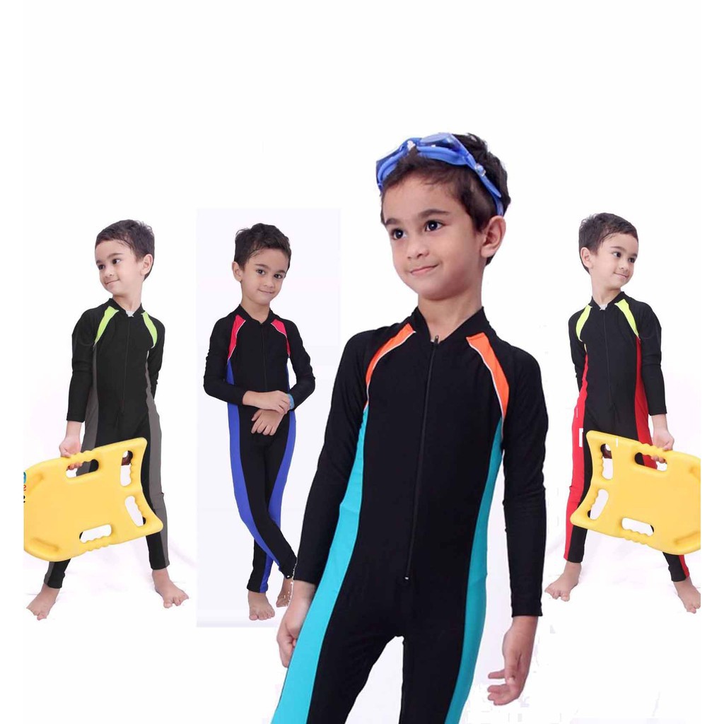 Baju Renang Anak  Muslim TK  Laki laki Model Jumpsuit Lengan 