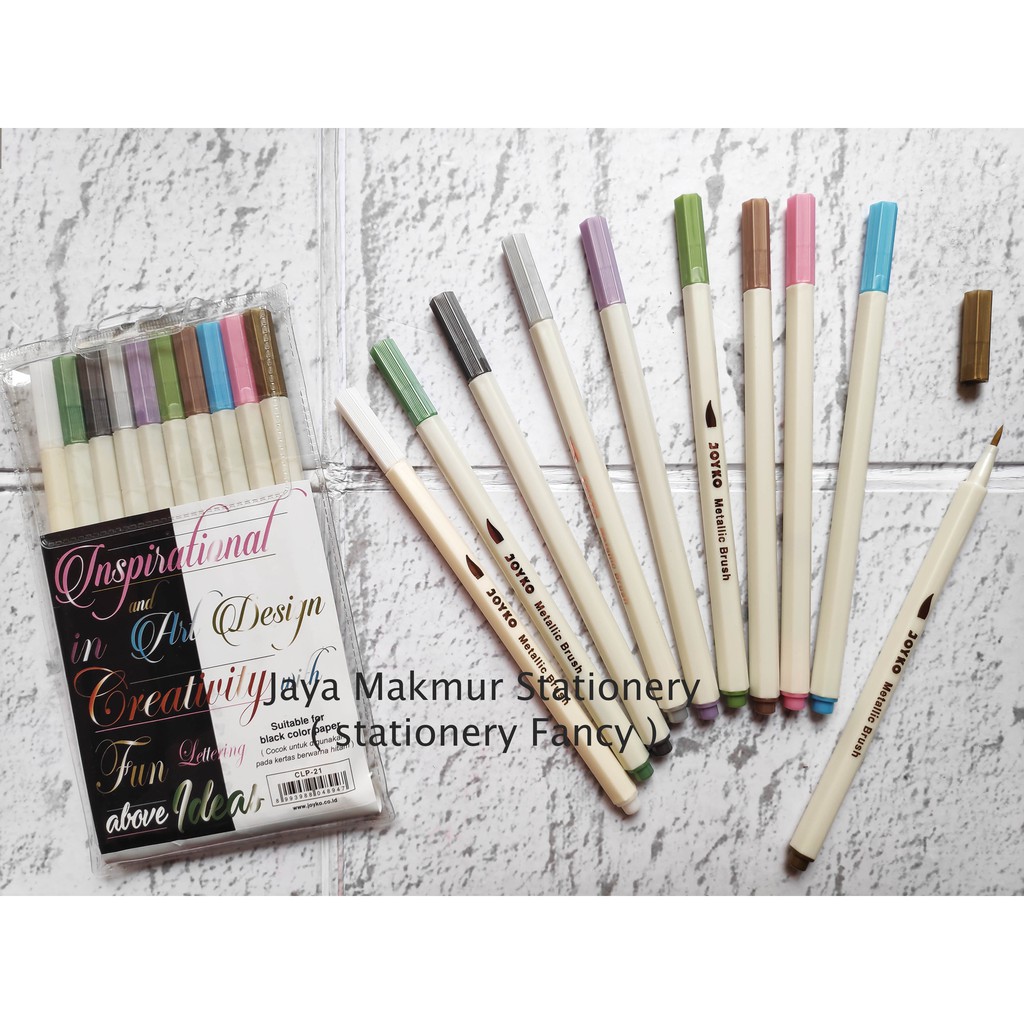 

Color Brush Pen Joyko 10 Warna CLP-21 (Tinta Metallic)