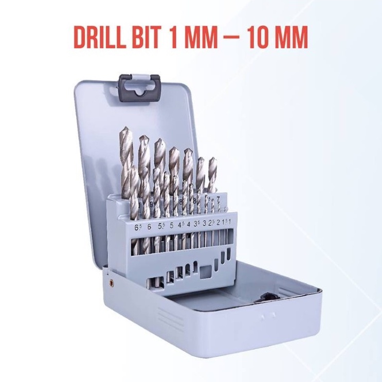 Mata Bor Set Besi dan Kayu HSS 19 Pcs Drill Bits Heavy Duty