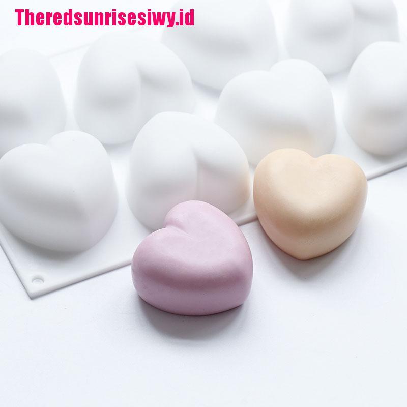 Cetakan Sabun Handmade Bentuk Hati 3d 8 Lubang Bahan Silikon