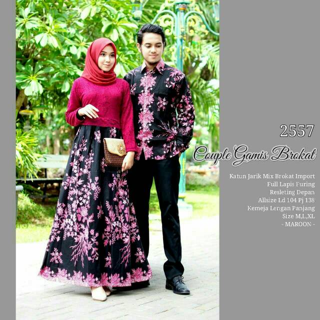 Couple batik kemeja dan gamis batik mix brokat