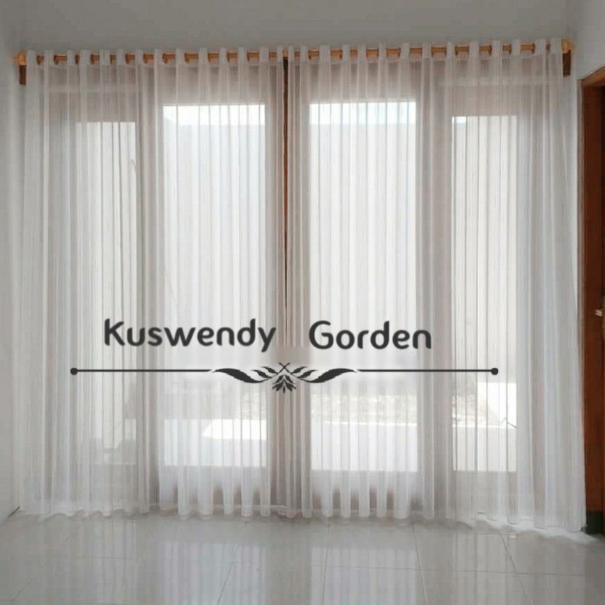 Gorden Vitrase Smokring 200 x 250 - 300 cm Tinggi 3 meter Hordeng Putih Polos Jendela Pintu Tirai Minimalis