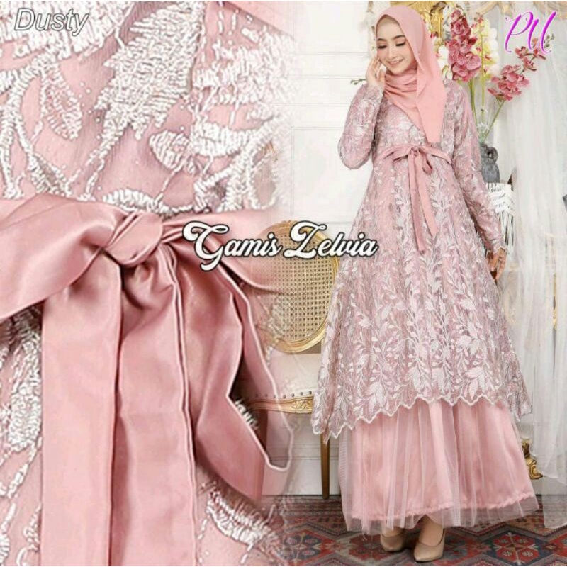 Zelvia gamis brukat / Dress brokat pesta kondangan / baju lamaran