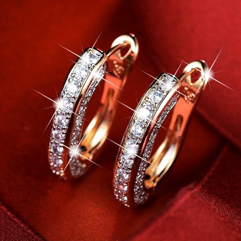 1Pairs Sparkling  Filled Fashion U-Shape Zircon Huggie Simulated Gemstone Hoop Earrings For Womens Engagement Earrings