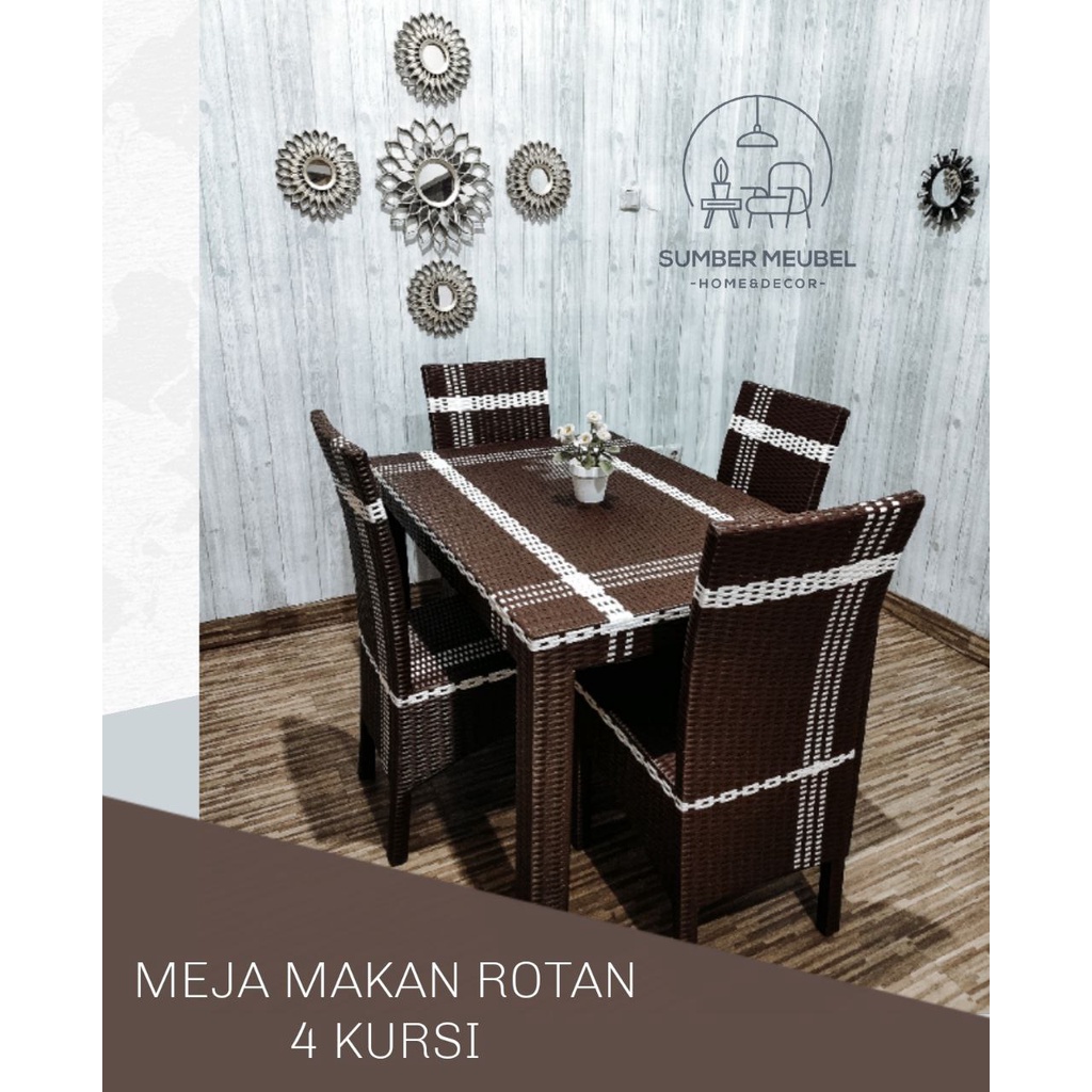 Meja Makan Rotan 4 Kursi