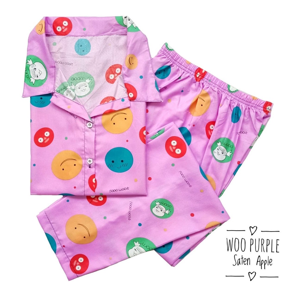 IZANY Piyama Dewasa CP size EROR saten apple-WOO PURPLE