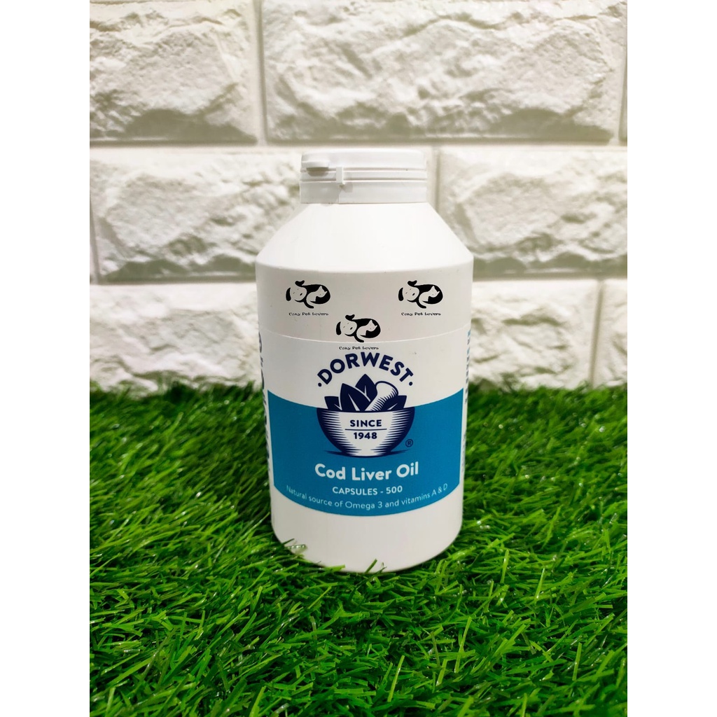 Dorwest Cod Liver Oil Vitamin Bulu & Kalsium Anjing Kucing isi 500Caps