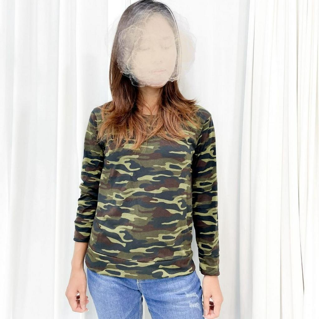 BAJU KAOS LENGAN PANJANG DAN PENDEK MOTIF ARMY / ATASAN LORENG ARMY WANITA