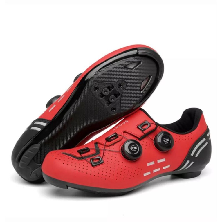 Sport Sepatu Sepeda Multi Cleat Roadbike MTB 2 BOA Bicycle Shoes Cleats Sepatu Gowes Cleat Sepeda Road bike MTB Red