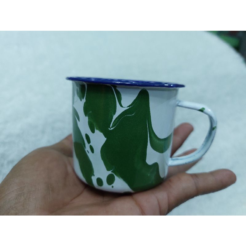 Mug Cangkir Gelas Enamel Blirik Lurik Blurik 7cm seng kaleng jadul kuno unik-3