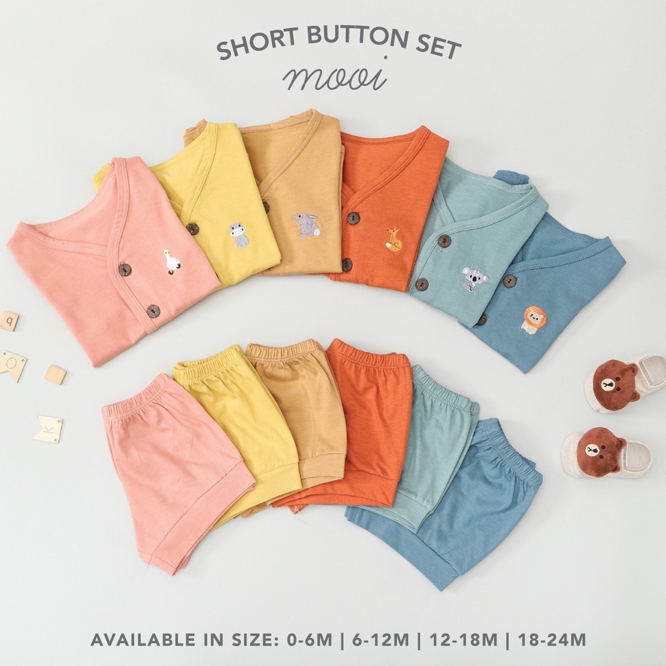 Setelan Pendek Baju Bayi Piyama Anak Mooi Short Button Set 0-2 Tahun
