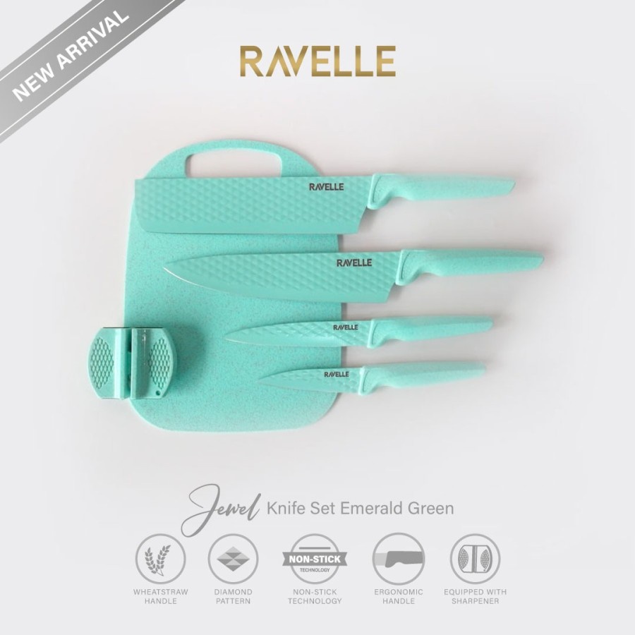 RAVELLE Jewel Knife Set 6 in 1 Non Stick Diamond Knife