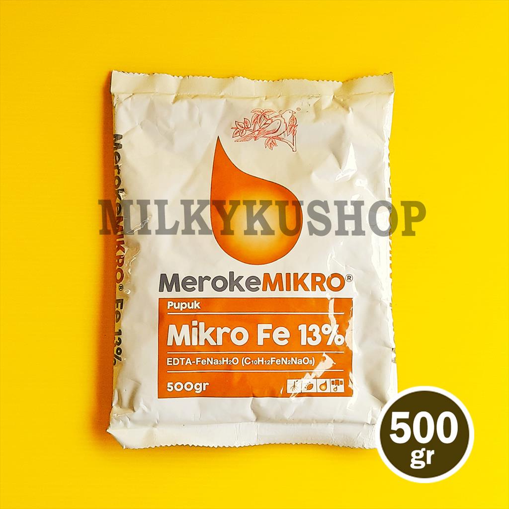 PUPUK MEROKE MIKRO FE 13% EDTA 500 GRAM KEMASAN PABRIK HIDROPONIK