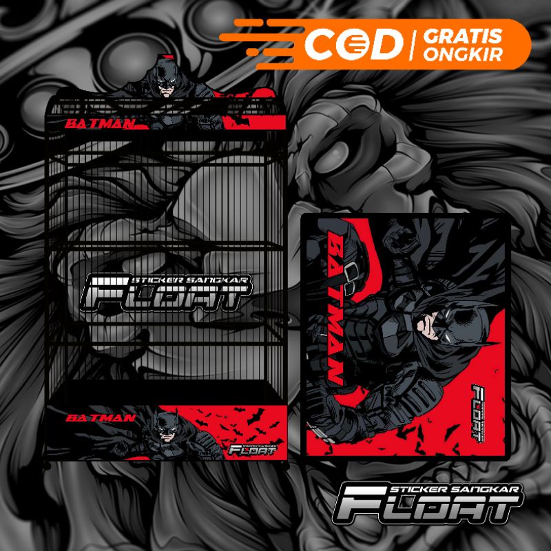 STIKER DECAL SANGKAR KOTAK REPLIKA TEBOK LOVEBIRD PVC UNIVERSAL MOTIF BATMAN MAGENTA