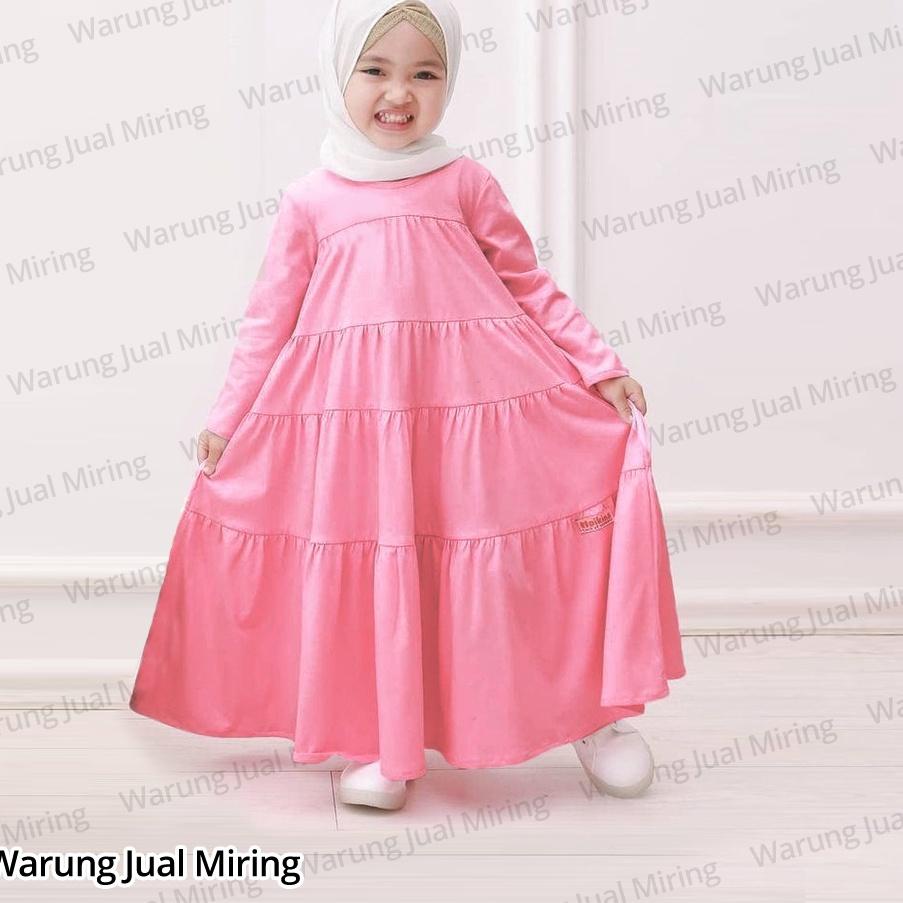 Gamis Anak Susun Jersey Usia 2-4 Tahun Bahan Melar Adem Polos Warna Hitam Putih Pink Ungu Lavender D