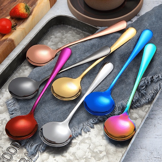 Spoon Stainless Steel Big Round ROSEGOLD 16 CM - Sendok Bulat Es Cream Sendok Dessert