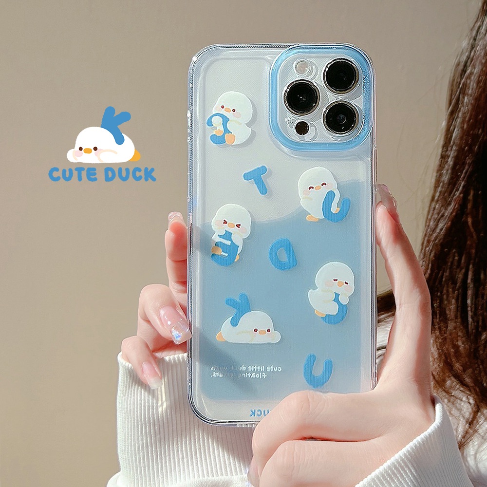 Case Pelindung Transparan Motif Kartun Bebek Untuk Iphone 14 7 8 SE2020 7 + 8 PLUS 11 12 13 Mini PRO MAX