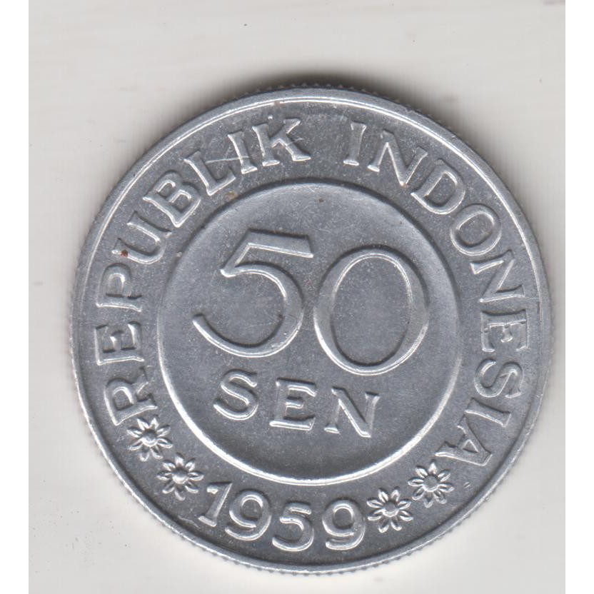 133.KOIN 50 SEN INDONESIA LUSTER ORIGINAL TAHUN 1959 DIJAMIN ASLI