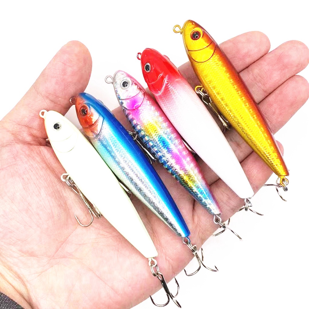 1Pcs Luminous Pencil Minnow Umpan Pancing 8cm 8g Swimbait Fishing Lure Ikan Bass Wobbler Kail Memancing Tackle