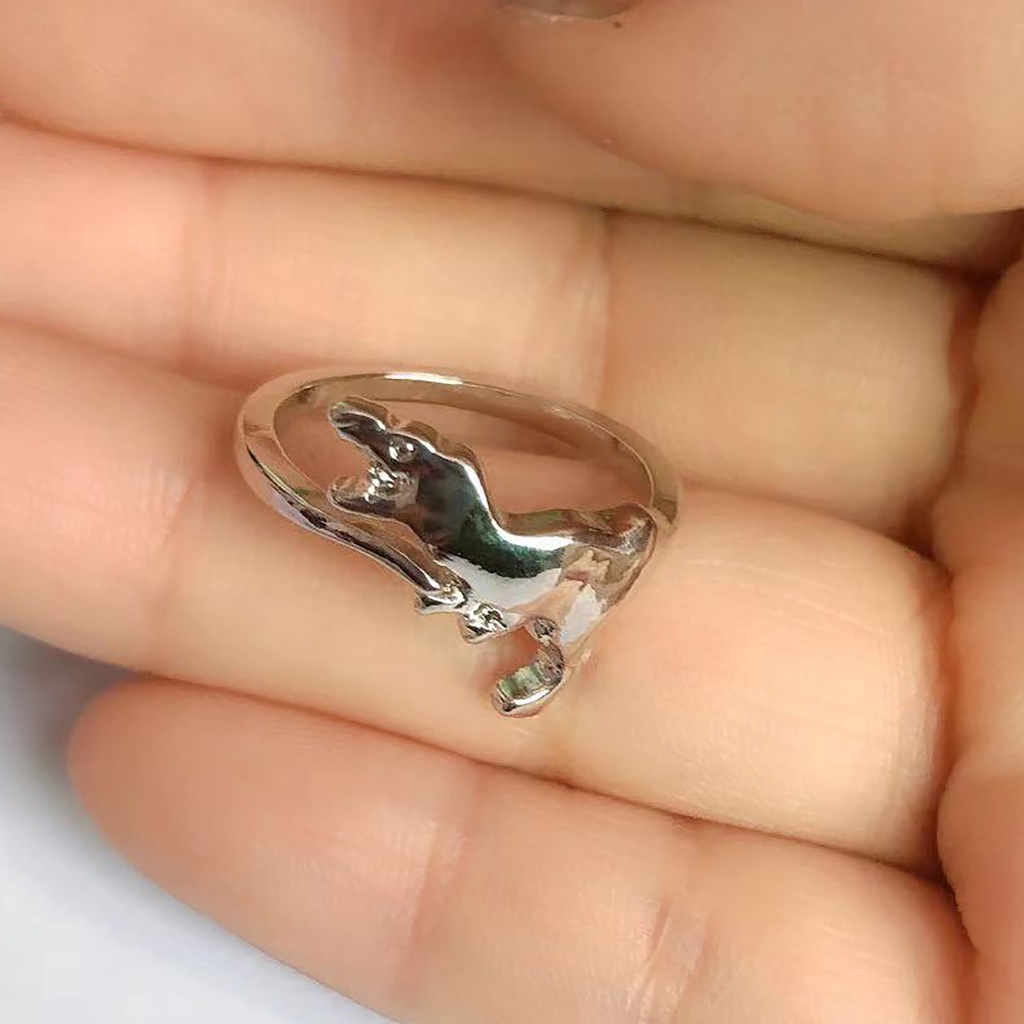 Hu Hu Hu Hu Hu Alat Bantu Pasang Kacamata♡ Cincin Model Terbuka Bahan Metal Desain Dinosaurus Adjustable Bebas Timah Untuk Wanita